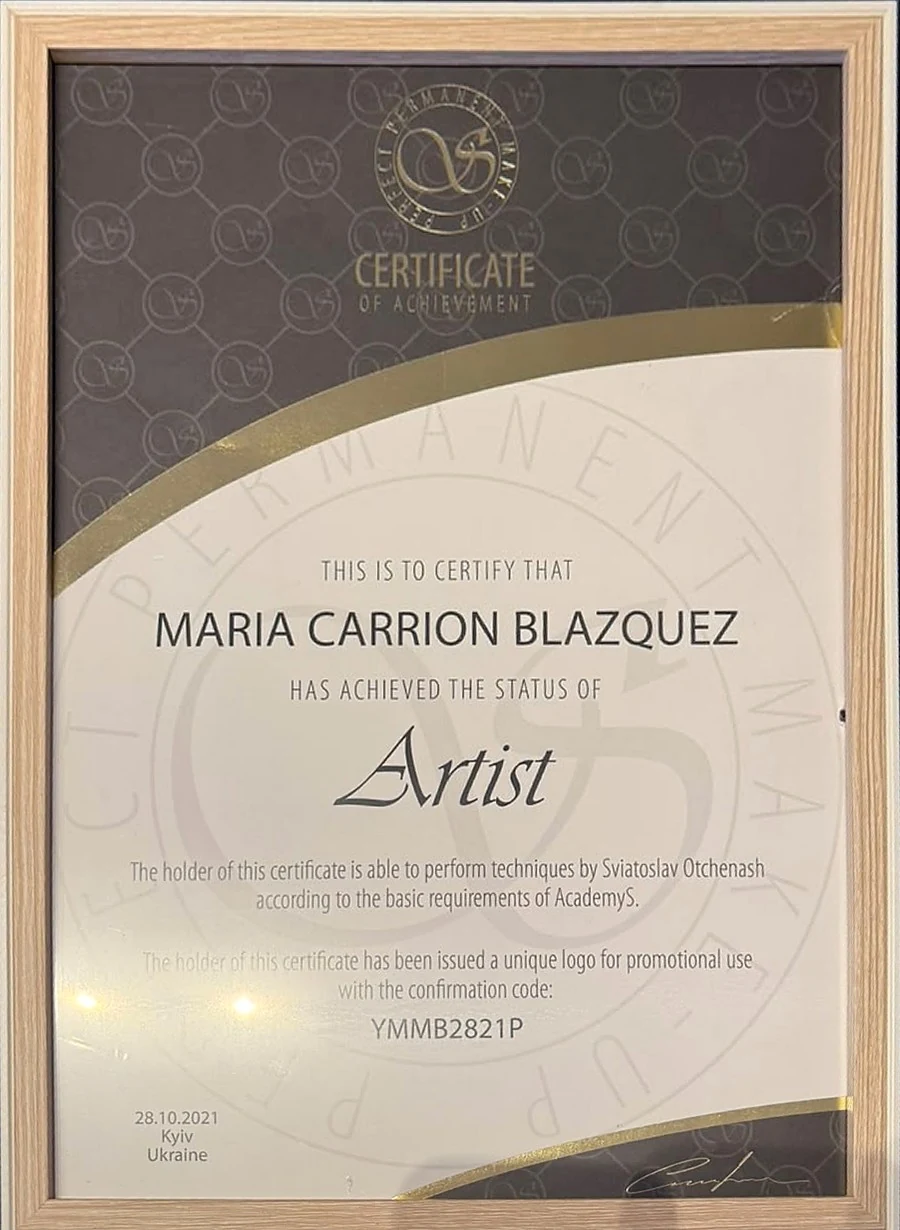 Certificado Estatus Artist de AcademyS · Sviatoslav Otchenash a nombre de Maria Carrión